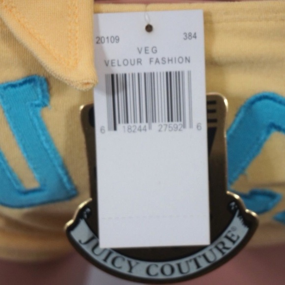 Juicy Couture Med Bikini Velour Yellow Aqua New! - Picture 5 of 8